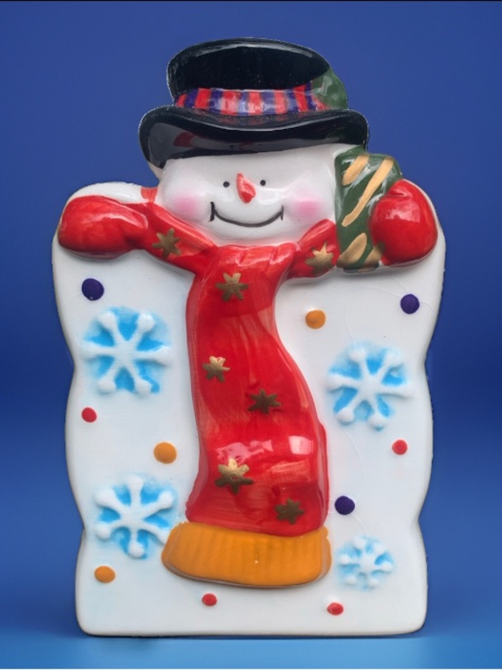 Ceramic Snowman Decorative Candy Dish / Votive Holder / planter / pen holder